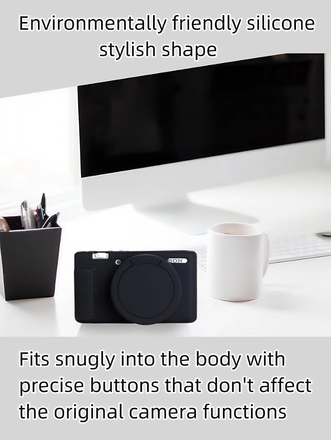 Camera Case for Sony ZV1 Digital Camera.ZV-1 Accessories | Soft Silicone Protective Case Removable Lens Cover,Comes with 2 Screen Protectors and 1 Wrist Strap. (Black) - Image 7