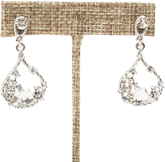 Ikee Design 6Pcs Set Earring Stand Display 3 sizes Ht., Natural Linen | MULTI-HEIGHT EARRING DISPLAY: Linen with a stable metal base for various earring sizes; 2.5"W x 5.5"H. - Image 4