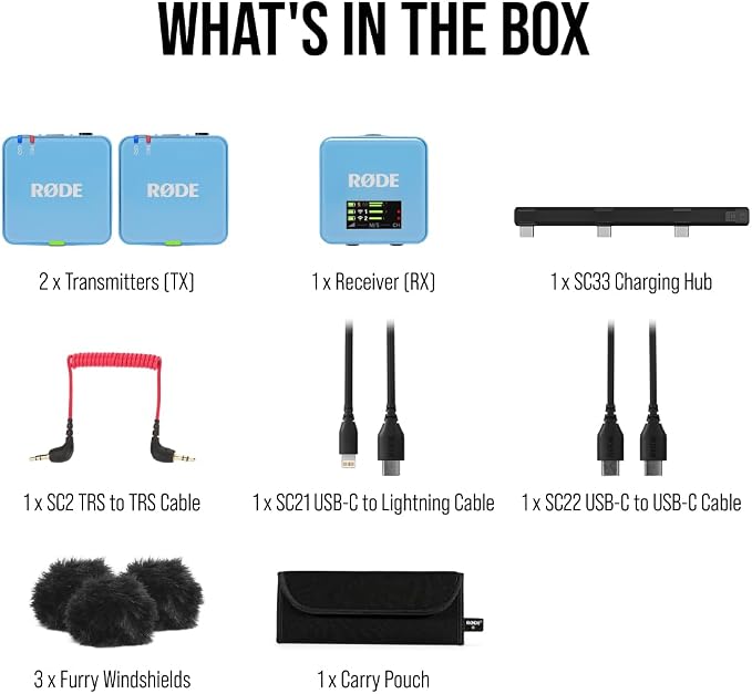 RØDE Wireless GO (Gen 3) – Compact Wireless Mic – Pristine Audio, 32-bit Float Recording, Automatic Level Control, for Phones, Cameras and Computers (Blue) - Image 10