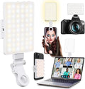 60 LED Portable Selfie Light Video Conference Lighting with Clip & Camera Tripod Adapter Rechargeable 2000mAh CRI 97+, 3 Light Modes for Phone iPhone Webcam Laptop Photo Makeup (Pure White) by Unknown