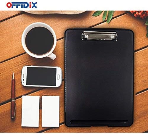 OFFIDIX Clipboard Storage Box,Plastic Paper Holder Storage Clip Board Ideal for School,Letter Size Slim-Case Home and Office Use Memo Clipboard,Black - Image 7