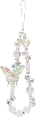 BEEFLYING Beaded Butterfly Phone Charm Wrist Strap for Case, Clear | Sparkling Y2K Cute Cellphone Chain, for Keychain Bag Camera Car Key Pendant by BEEFLYING