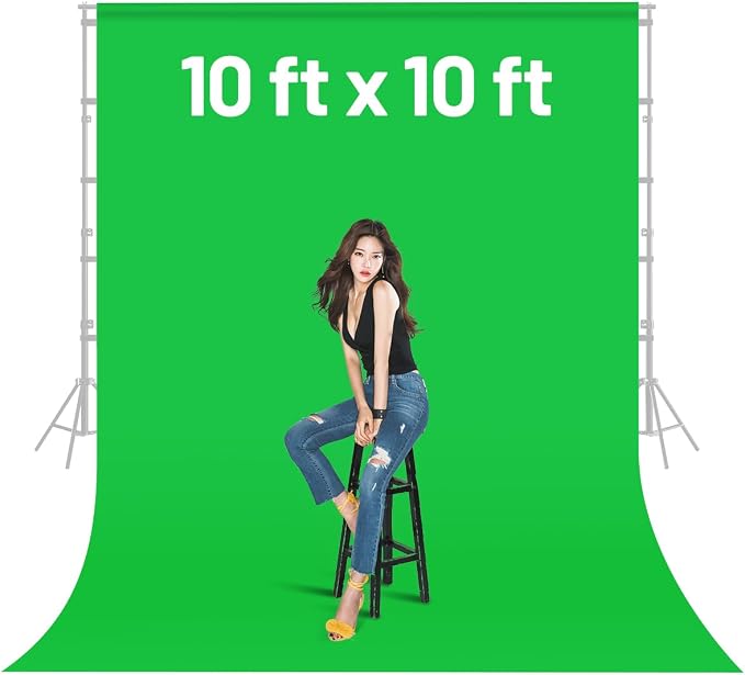 Green Screen Backdrop Background,10 X 10 FT Large Photography Backdrop Photo Background Screen for Streaming Zoom Photo Muslin Green Curtain Video Recording Greenscreen Picture Photoshoot - Image 8