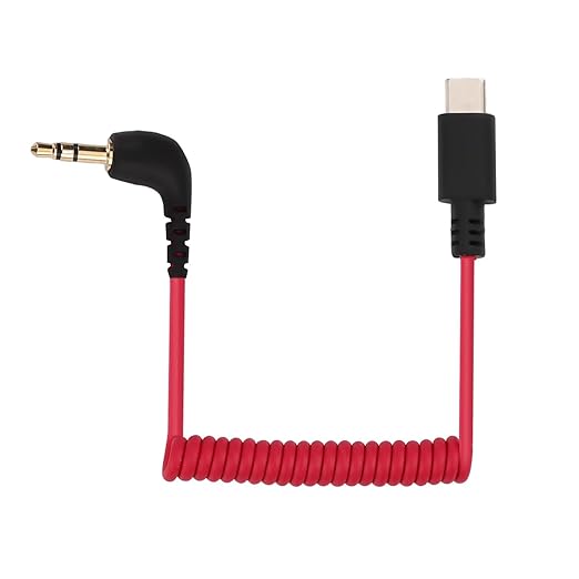 PEUTIER USB C to 3.5mm TRS Microphone Adapter for Rode Wireless GO 2 | Compatible with Rode Wireless GO 2 / ME/Pro Hollyland Lark M1 / M2 / MAX / 150 / M1 / MAX Duo Audio Output DAC Coiled Cable by PEUTIER