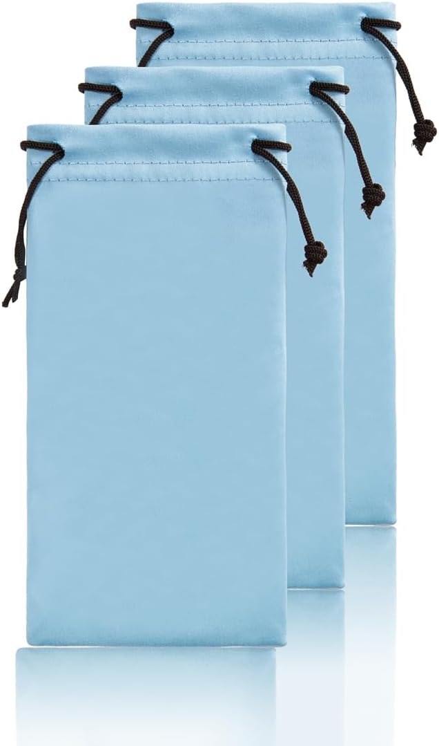 TRIUMPH VISION Glasses Case Soft Eyeglass Case Sunglass Pouch Cloth 3 Pack | Thick Microfiber Pouch Drawstring Pouch Eye Glass Bag Sunglasses Sleeve Storage, Lens Protection Cover,Cleaning Lens Screen by TRIUMPHVISION