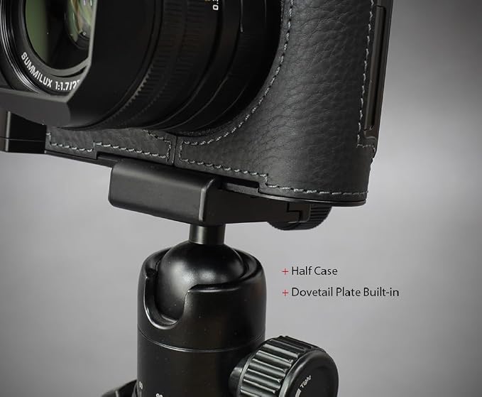 LIM'S Genuine Italy Leather Camera Half Case Metal Grip Dovetail Plate for Leica Q3 [Black] - Image 2
