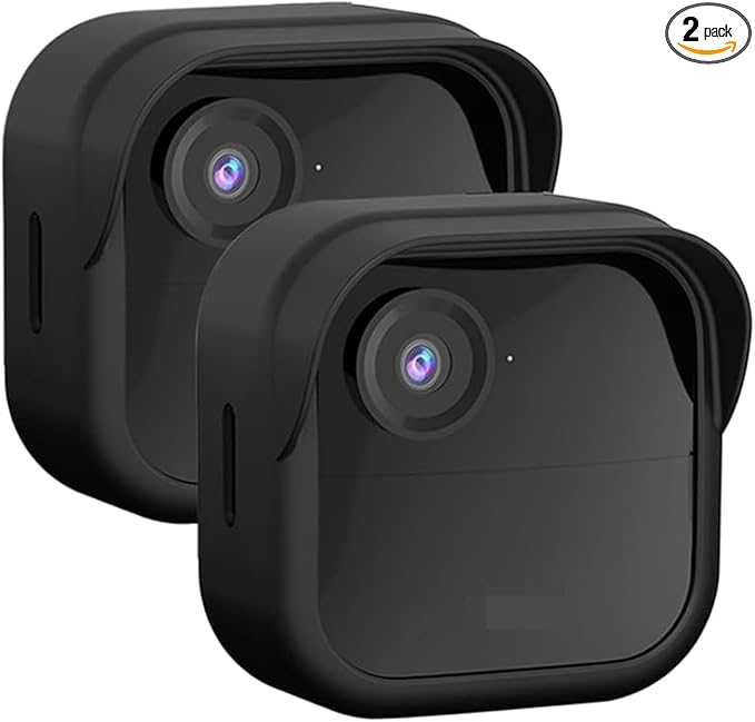 Silicone Case for All-New Blink Outdoor 4 (4th Gen) / 2K+ (Black, 2 Pack) | Weatherproof Protective Skin Cover with Hat Brim for All-New Blink Outdoor 4 & 2K Smart Security Camera by QOPOTO