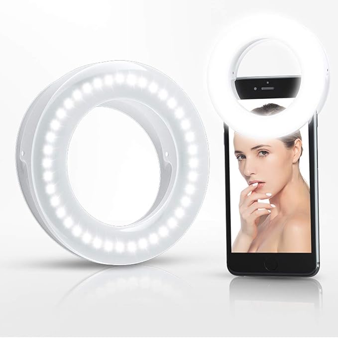 XINBAOHONG Selfie Ring Light Rechargeable Portable Clip-on Selfie Fill Light with 40 LED for Smart Phone Photography, Camera Video, Girl by XINBAOHONG