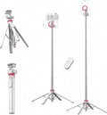 ULANZI MT44M Auto Open Magnetic Phone Tripod, 59" Selfie Stick with Remote | Tripod Stand 2-in-1 Dual Mount&1/4" Screw for Phone&Camera, 360°Ball Head for iPhone Android, Vlogging, Live Streaming(White) by ulanzi