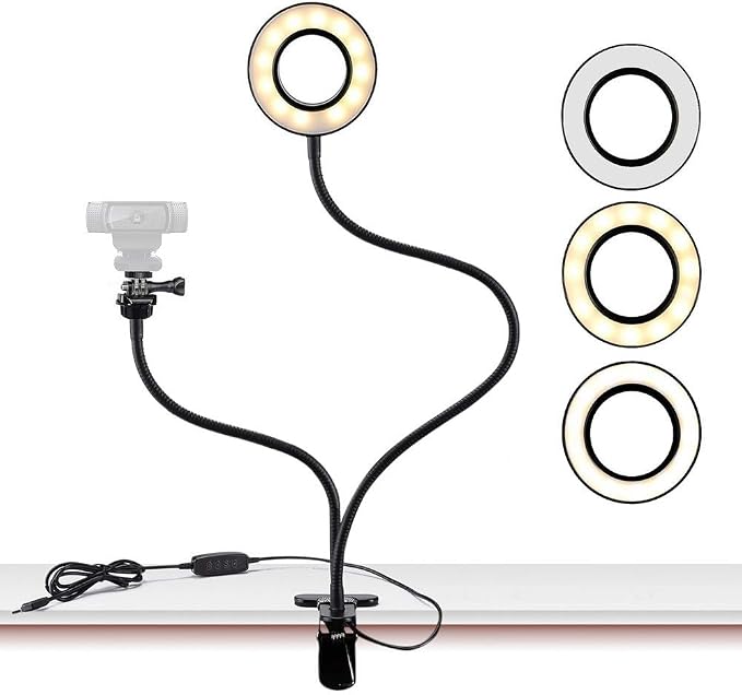 Webcam Light Stand for Live Stream, Selfie Ring Light with Webcam Mount for Logitech C925e, C922x, C930e,C922,C930,C920,C615,Brio 4K by AcetakenMount
