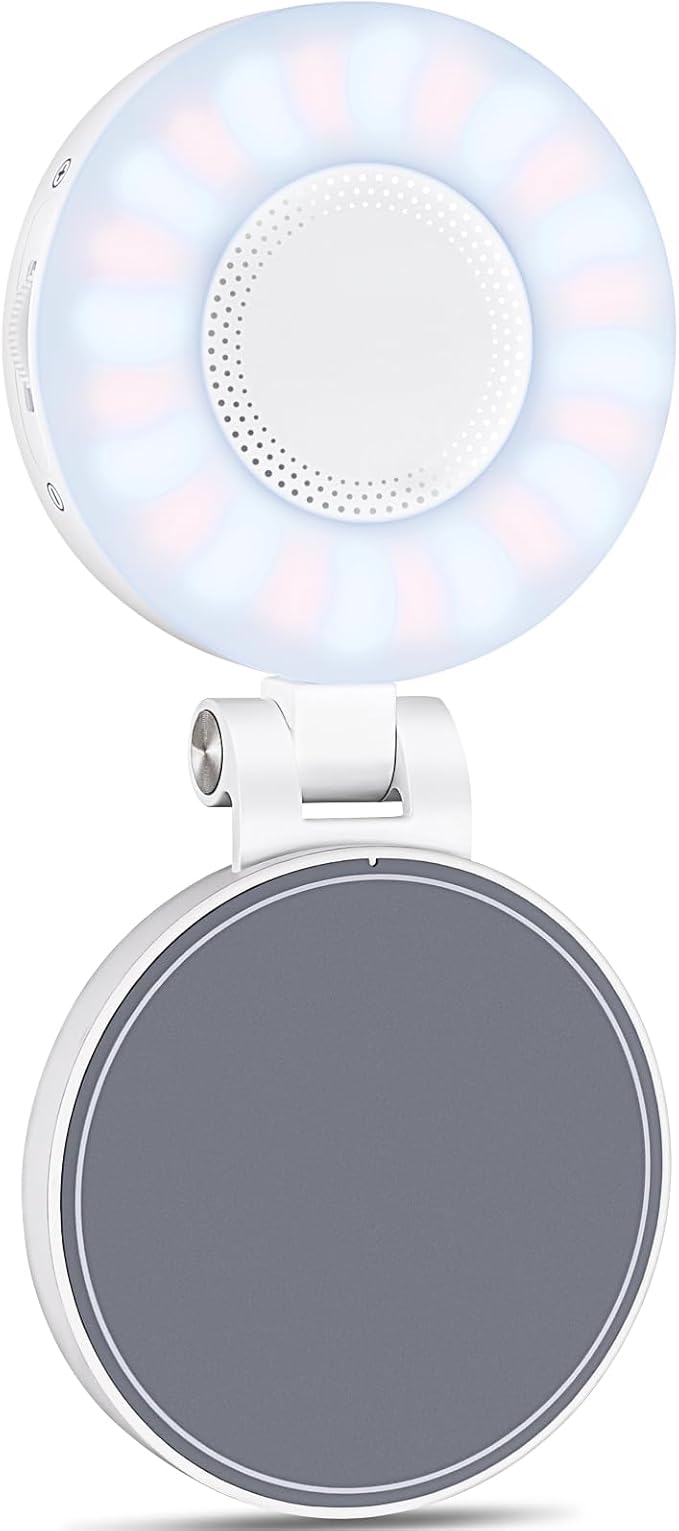 Portable Magnetic Led Selfie Light, Rechargeable Portable Ring Light for Phone, Selfie Ring Light with Mirror for Phone Folding Video Makeup Live Vlog Fill Light White by Unknown