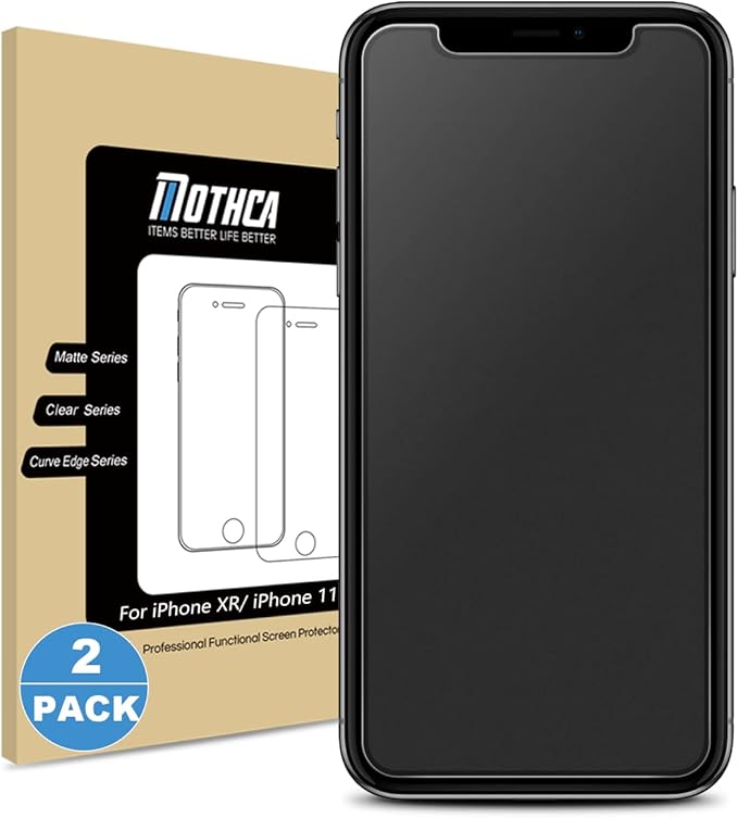 Mothca 2 Pack Matte Glass Screen Protector for iPhone XR/iPhone 11 Anti-Glare & Anti-Fingerprint Tempered Glass Clear Film Case Friendly Easy Install Bubble Free - Smooth as Silk Amazing Touch by MothcaDirect