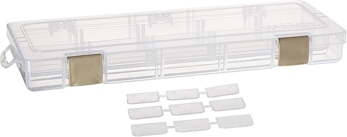 ArtBin 3900AB Solutions Extra Long Box, Art & Craft Organizer with Removable Dividers, [1] Plastic Storage Case, Clear , 12.4" x 4.9" | 15 Removable Dividers, 12.38 x 4.875 x 1.75 Inches, Secure Latches, Stackable, Clear Plastic - Image 2