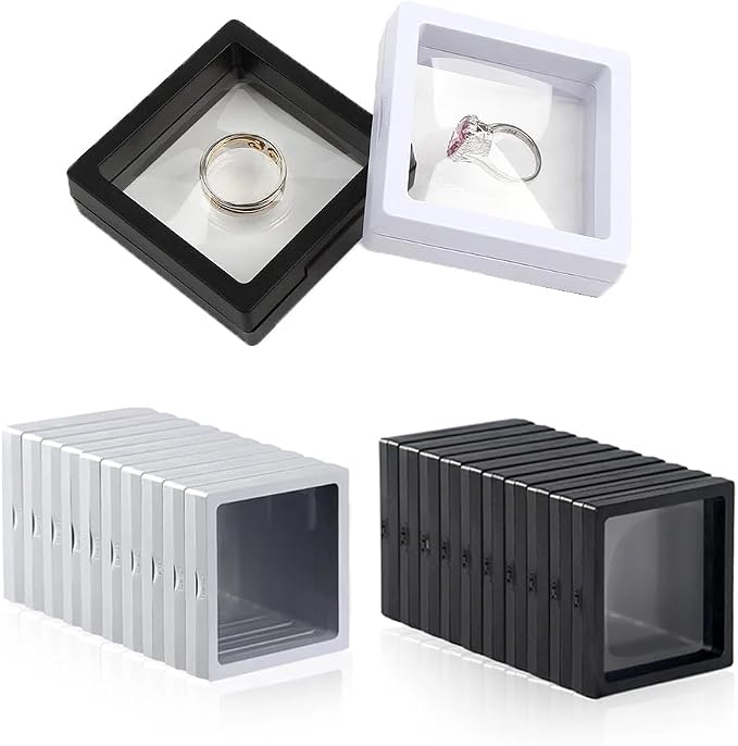 20 Pcs Coin Holder Challenge Coin Display 3D Floating Display Case for AA Coin Jewelry Challenge Coin Medal Antique Rock Gem 2.75 x 2.75 x 0.8 inch Black and White by JZTang