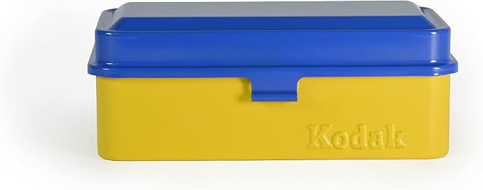 KODAK 120/135 Film Case - for 8 Rolls of 120 Films / 10 Rolls of 35mm Films - Retro Steel Case to Sort & Safeguard Film (Blue Top/Yellow Body) - Image 2
