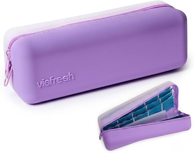 Daily Contact Lens Travel Case, R&L Labels, 30-Lens Holder (Purple) by VisFresh