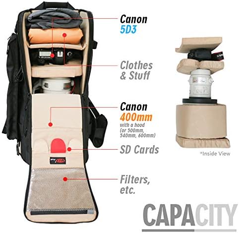 22L Professional DSLR Camera Backpack with Laptop Compartment & Rain Cover | Fits Full-Frame DSLR & Mirrorless Cameras, Multiple Lenses, Tablet, Padded Dividers, Travel-Ready, Waterproof Rain Cover - Image 4