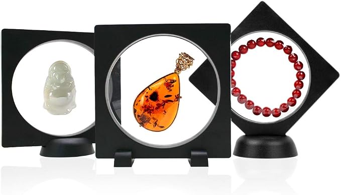 6 Pcs 3D Floating Display Frame, Clear Display Case Holder with Bases, Suspension Frame Showcase for coin Jewelry, Medallions, Antique, Specimens, 9.06x3.54inch - Image 3