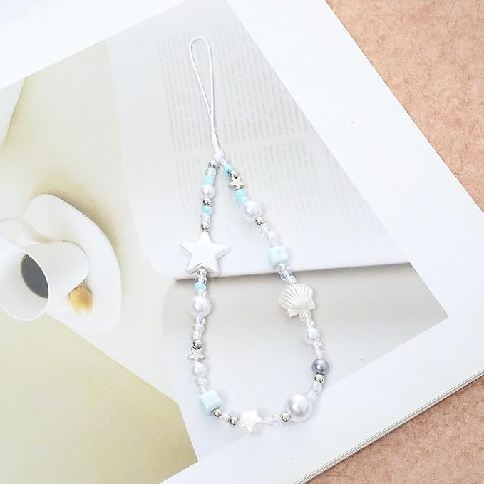 Cute Beaded Camera Wrist Strap for Phone, Digital Camera Charm Lanyard, Pearl Beaded Chain for Bag Keychain Gift - Image 4