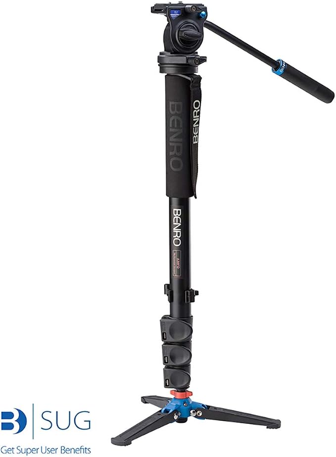 Benro Aluminum 3-Series Flip-Lock Video Monopod Kit w/ 3-Foot Articulating Base and S2 Video Head (A38FDS2) - Image 2