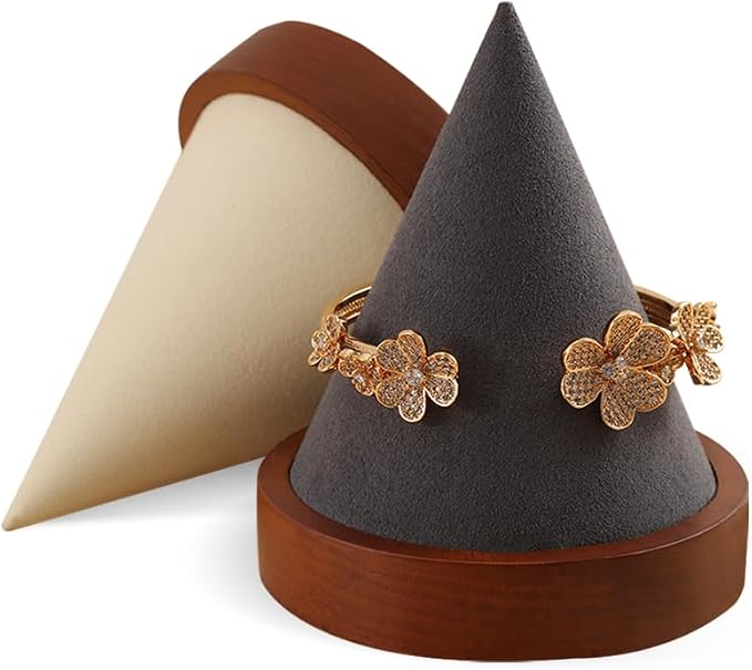 Wooden Conical Bracelet Display Stand, Watch & Bangle Organizer Rack-Gray | Jewelry Display Holder for Headbands, Scrunchies, Perfect for Home, Boutique, Vendors Exhibit Trade Shows Retail Stores - Image 6