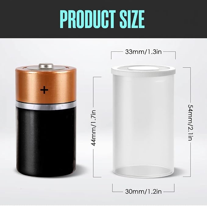 Film Canisters with Caps, 35mm Case, Container with Lids, Clear, 60 Pack | Houseables Film Canisters, Cannisters for Rockets, Empty Camera Reel Holder, Bottles, Coin Storage, Plastic, 8oz, 2"x1", Bulk - Image 3