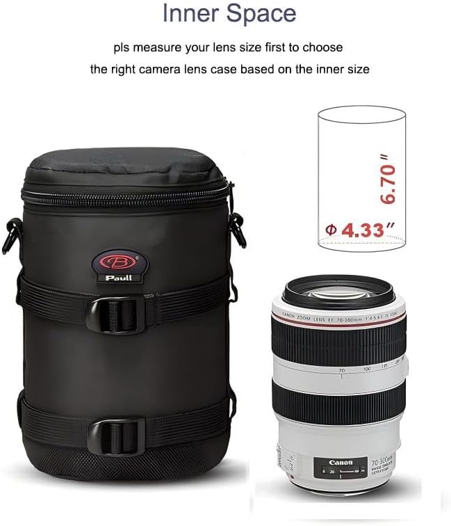 DSLR Camera Lens Case Pouch Bag for Lenses up to 4.33" x 6.70" | Lightweight Padded Lens Case with Zipper, Soft Lining & Carrying Strap, Protects Lenses from Dust, Scratches & Water - Image 2