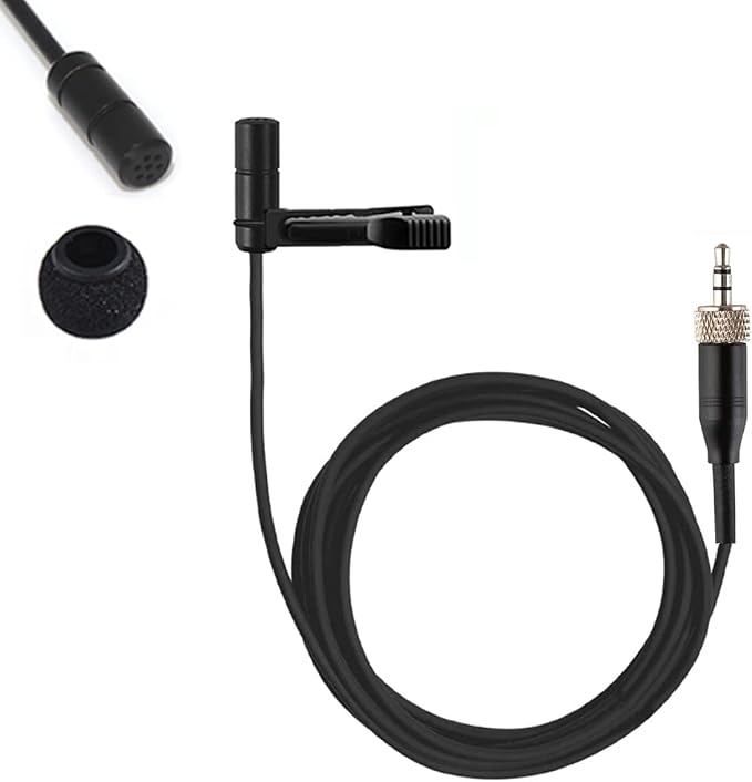 Lavalier Microphone Lapel Mic Compatible with Sennheiser Bodypack | Omnidirectional Condenser Clip On Microphone for Wireless Transmitter System 3.5mm Stereo Female Screw Plug with Clip & Cap - Image 7