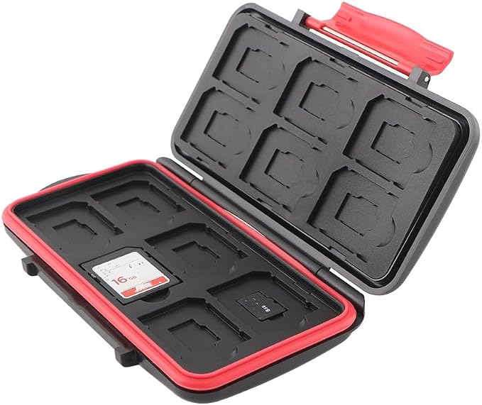 Memory Card Case Holder Protector for 12 Micro SD Card + 12 TF Card -Black | Card Carrying Case Storage Organizer, Water-Resistant, Dustproof, Anti-Shock, Made of ABS plastic, With hand strap, Portable by Keabroir