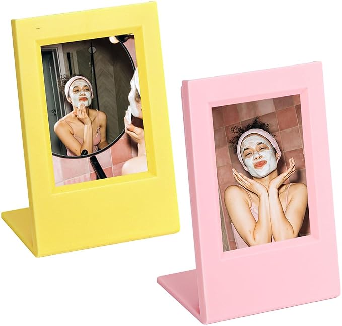 Orga'Neat 2x3 Mini Photo Frame w/Storage Case for Instax Mini Film Evo/12/11/Liplay/Se/Link 3/41/40/99/90/7+ Photos, Polaroid Small Wallet Size Picture Desk Display for Home & Office -2 Set by OrgaNeat