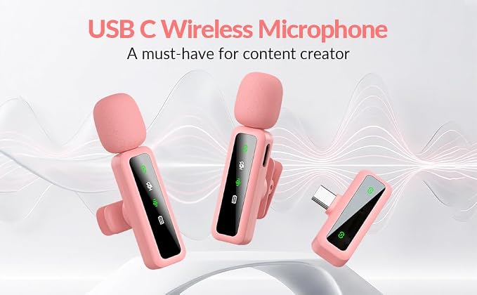 Wireless Lavalier Microphone for iPhone - iPad, Android Phone Computer, Mini Microphone for Live Streaming, Video Recording, Outdoor or Indoor Interviews, YouTube, TikTok, Vlog (Pink) - Image 2