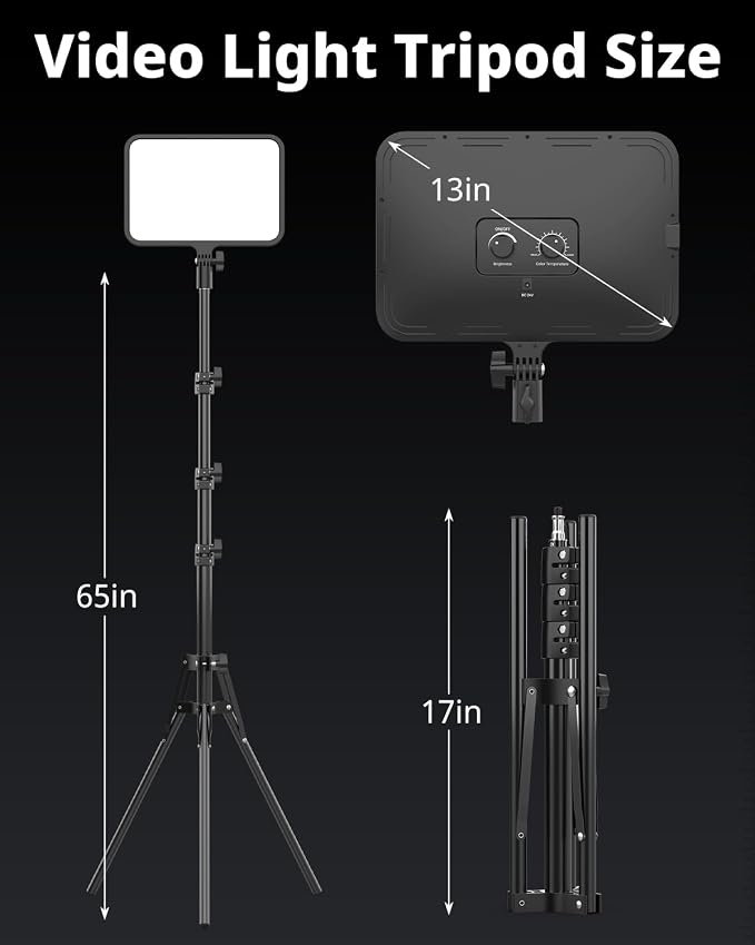 UBeesize 2 Pack LED Video Light Kit, Photography Lighting, 13" Studio Lights with 65" Tripod Stand and Phone Holders, Podcast Lighting for Video Recording,Tiktok,YouTube - Image 5