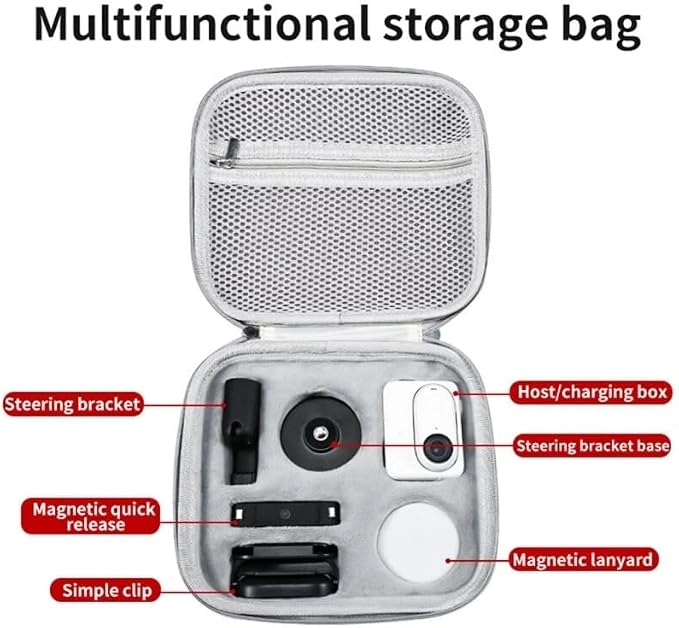 Reflex Camera Medium Storage Bag for Insta360 GO3 – Water-Resistant Travel Carrying Case with Foam Inserts & Zippered Pocket for Accessories – Compact Protective Organizer (Gray, 18.7x15.9cm) - Image 4