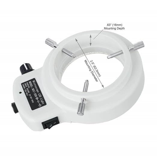 AmScope LED-144W-ZK White Adjustable 144 LED Ring Light Illuminator | USB 2.0 Connectivity Stereo Zoom Microscope 144-LED Ring Light - Image 2