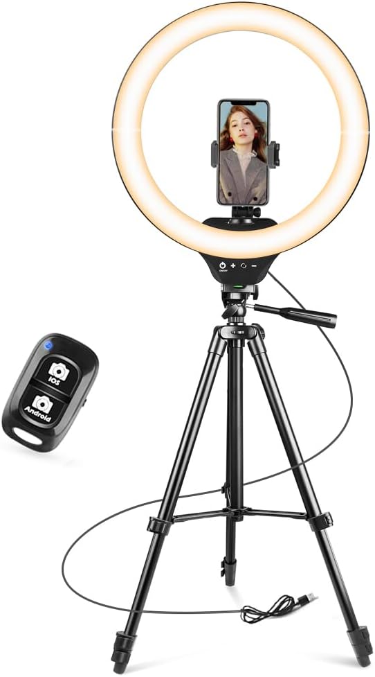 Sensyne 14" Ring Light with Tripod Stand, LED Circle Light with Phone Holder, for Photo Selfie, Video Recording, Zoom Meeting by sensyne