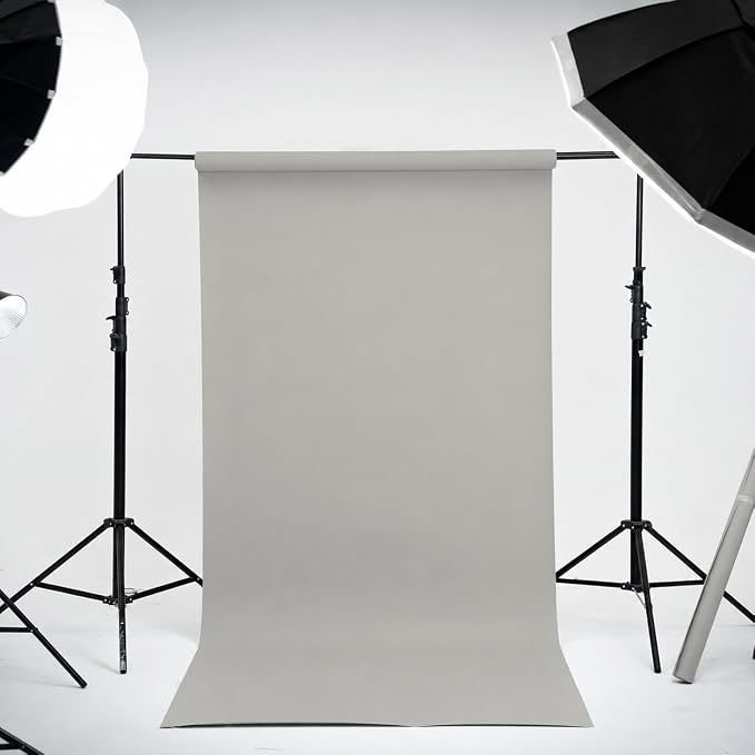 Kate Seamless Paper Backdrop for Photography Light Gray Photo Backdrop Paper (53''x16.4' Pursuit Grey) - Image 2