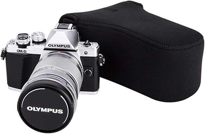 JJC Black Ultra Light Neoprene Camera Case for Fujifilm Fuji X-T100 X-T30 X-T20 X-T10 +50-200mm/50-230mm Lens, Pouch Bag for Olympus E-PL8 E-M5II E-M10 II, Canon M50 M5 with Telephoto lense - Image 5
