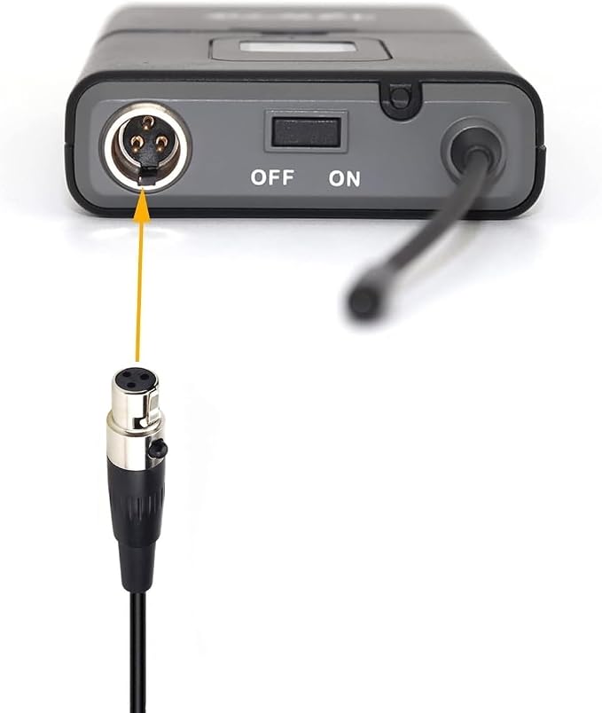 Replacement Lavalier Lapel Microphone for Phenyx Pro Wireless Bodypack Transmitter, UHF Bodypack Microphone for PTU-71/PTU-7000/PTU-6000 with Mini 3 Pins XLR Connector - Image 3
