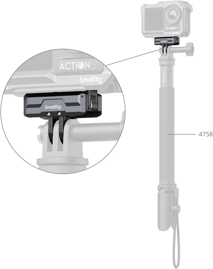 SMALLRIG Magnetic Mount Adapter for DJI Action 5/4/3/Osmo 360-3662B | Quick-Release Aluminum Base with 1/4" Thread, Foldable Connector for Tripods/Selfie Sticks/Vlogging Accessories - Image 9