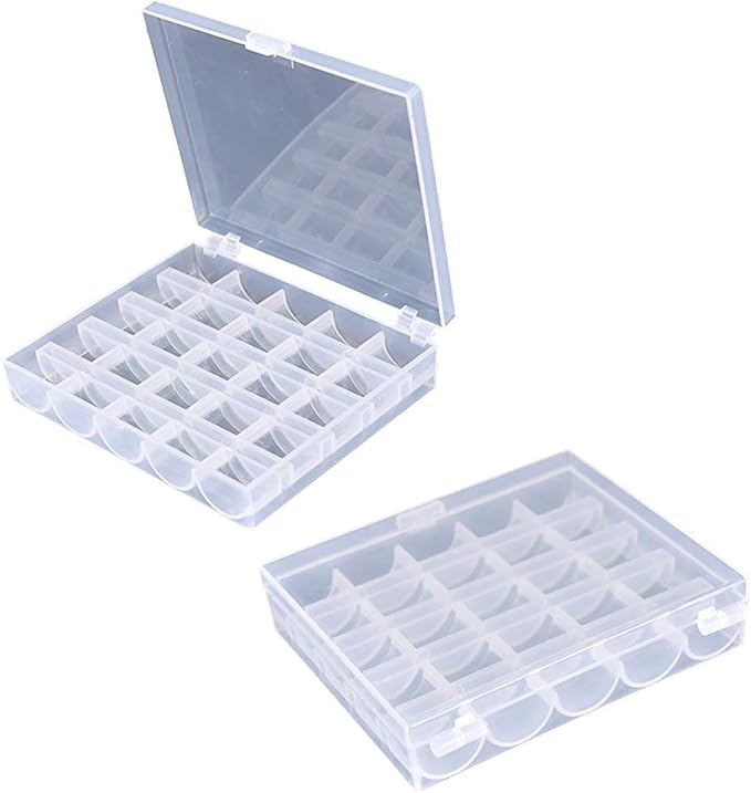 AKIRO 25 Slots Empty Bobbins Spools Box, Sewing Craft Plastic Case Storage Box for Sewing Machine 2 Pack - Image 5