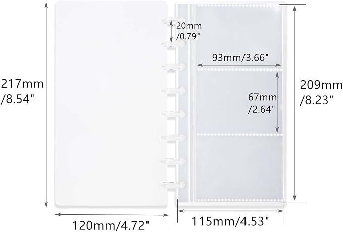 Mogoostry Clear Discbound Album Sheet Protectors 8 Discs 2.5 x 3.5 Inch 3 Pockets Inner Page Plastic Protective Sleeves Organizer - Image 2