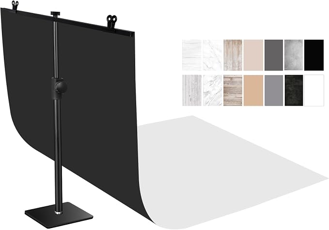 Yoocheese Photo Backdrop Kit, Double-Sided Paper Background with Stand, 22x34 Inch, 14 Colors, for Product Food Photography, Studio Tabletop Props by Yoocheese