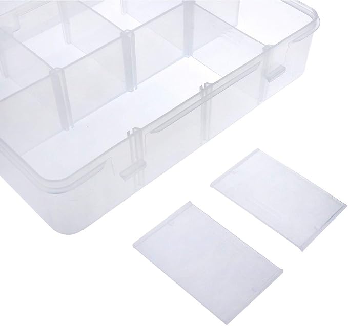Xiaoyztan 8-Bin Clear Plastic Organizer with Adjustable Dividers 7.3x4.9in | 8-grid clear organizer with adjustable dividers for jewelry, beads, tackle, and crafts - Image 5