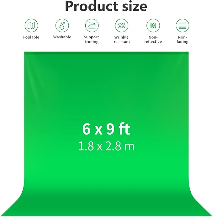 NEEWER 6x9 feet/1.8x2.8m Photo Studio 100% Pure Polyester Collapsible Backdrop Background for Photography, Video and Television (Backdrop Only) - Green - Image 2