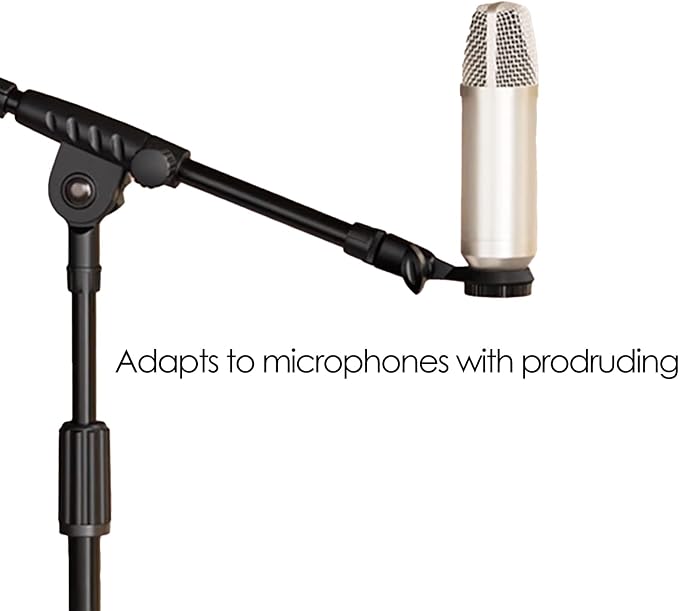 Short Video Mic Clip, 270° Rotatable Microphone Holder with 3/8" Conversion Nut, Shockproof Stand Adapter for 0.9-inch (22mm) Condenser Mics, Compatible with Most Stands & Boom Arms - Image 5