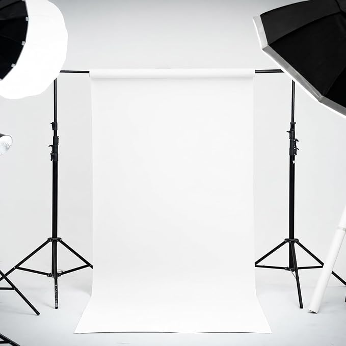 Kate Seamless Paper Backdrop for Photography Solid White Photo Backdrop Paper (53''x32.8' Arctic White) - Image 2
