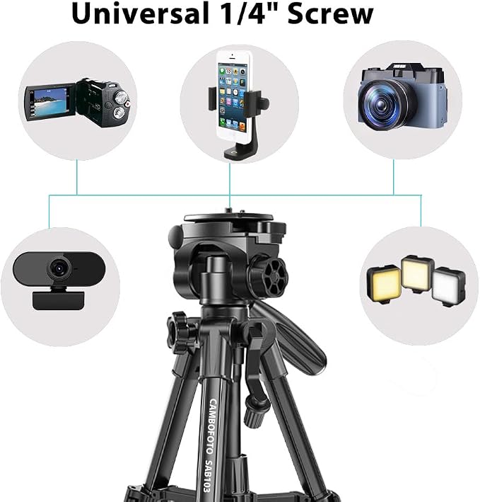 CAMBOFOTO 30"-Camera-Tripod, Porfessional Aluminum Heavy Duty Tripod Stand for Mirrorless Camera/DSLR/Cell Phone/Camcorder, with Holder and Travel Bag (Weight 1.5Lb, Max Load 15 Lb) | Heavy Duty Tripod for Mirrorless Camera/DSLR/Camcorder, with Holder ... - Image 5