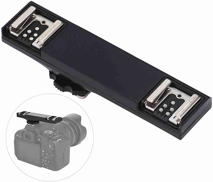 Hot Shoe Splitter Dual Flash Bracket Mount for SLR Camera, I-TTL Compatible Extension Bar for Camcorder Video Light Rig Accessories - Image 6