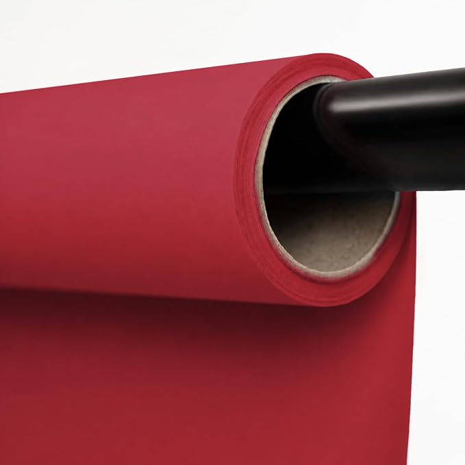 Kate Seamless Paper Backdrop Red Paper Backdrop Seamless Backdrop Paper Rolls (53''x16.4' Scarlet) by KateBackdropforPhotography