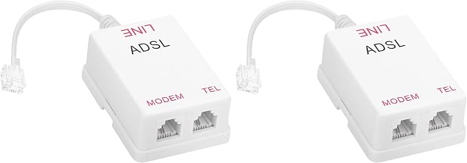 Uvital DSL Filter Splitter for Landline Phone, ADSL Splitter Filter, DSL Filter for Landline Phone, RJ11 6P2C Male to 2 Female Telephone DSL Modem, White (1PC) — Clear Calls (Pack of 2) by Uvital